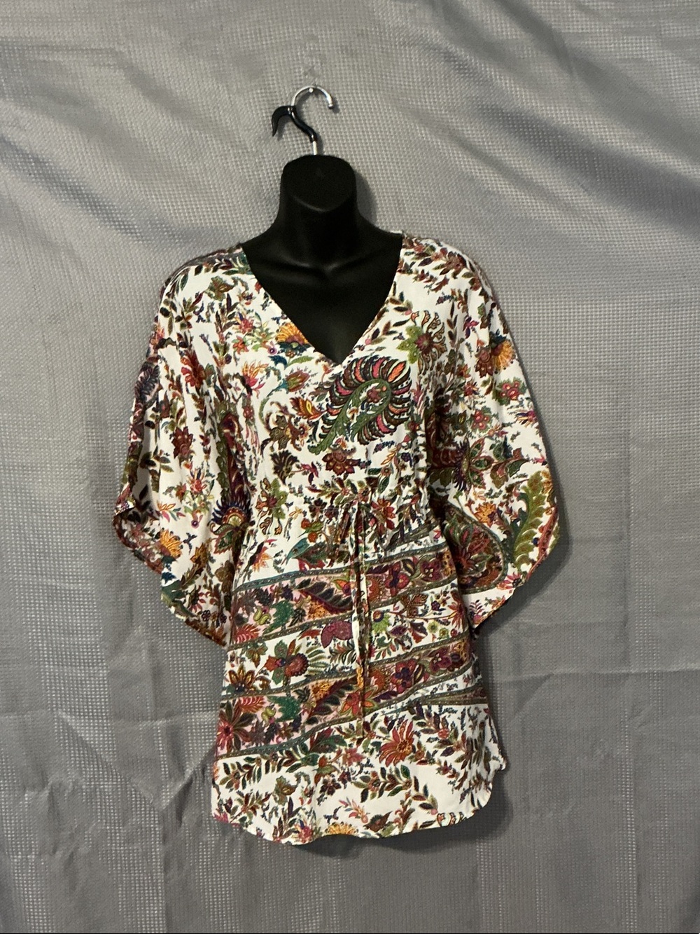 Anthropologie Multicolor Paisley Floral V-Neck Mini Dress